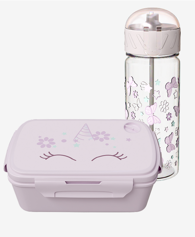 set pranzo rosa con farfalla