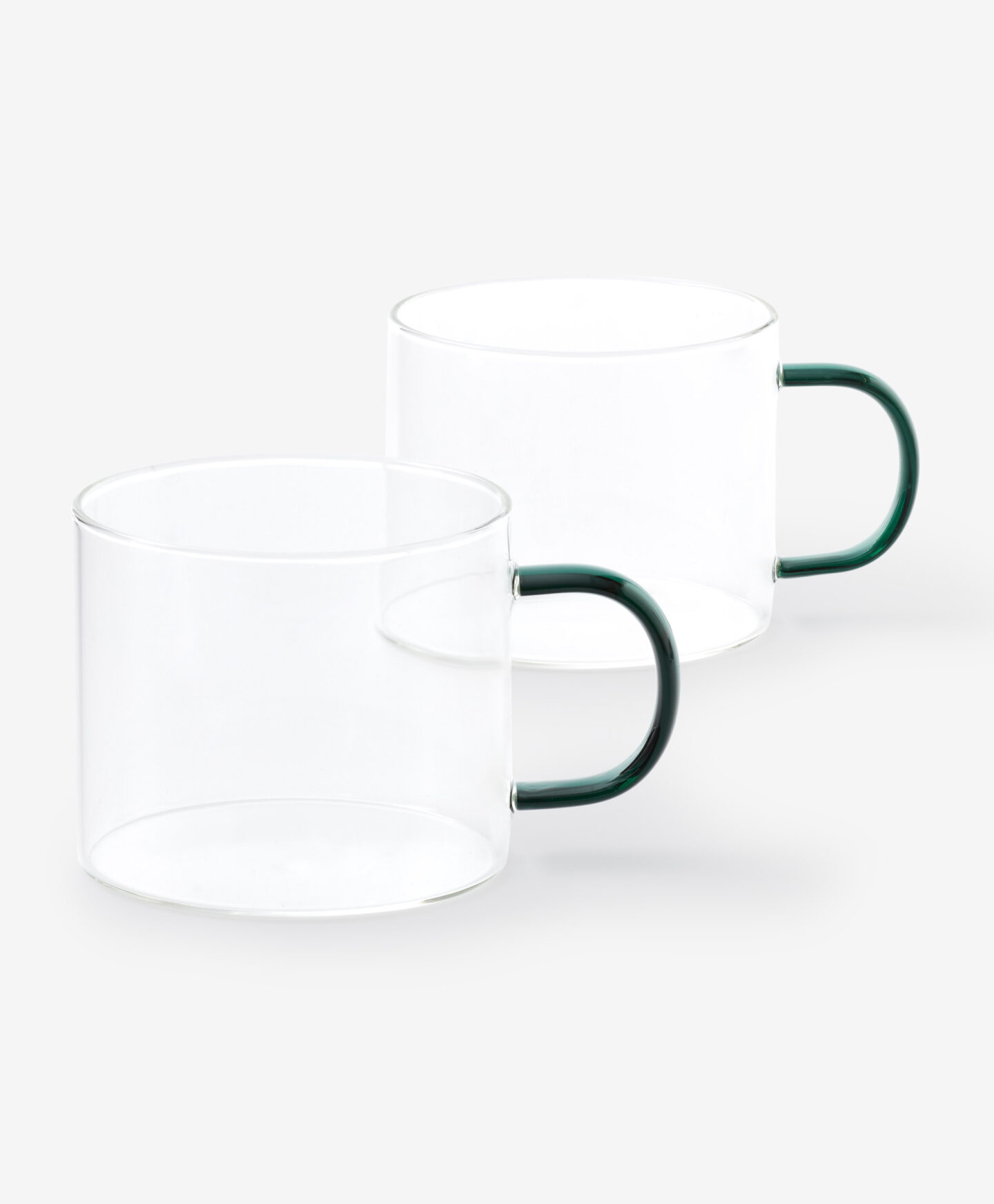 set tazze con manico verde