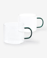 set tazze con manico verde