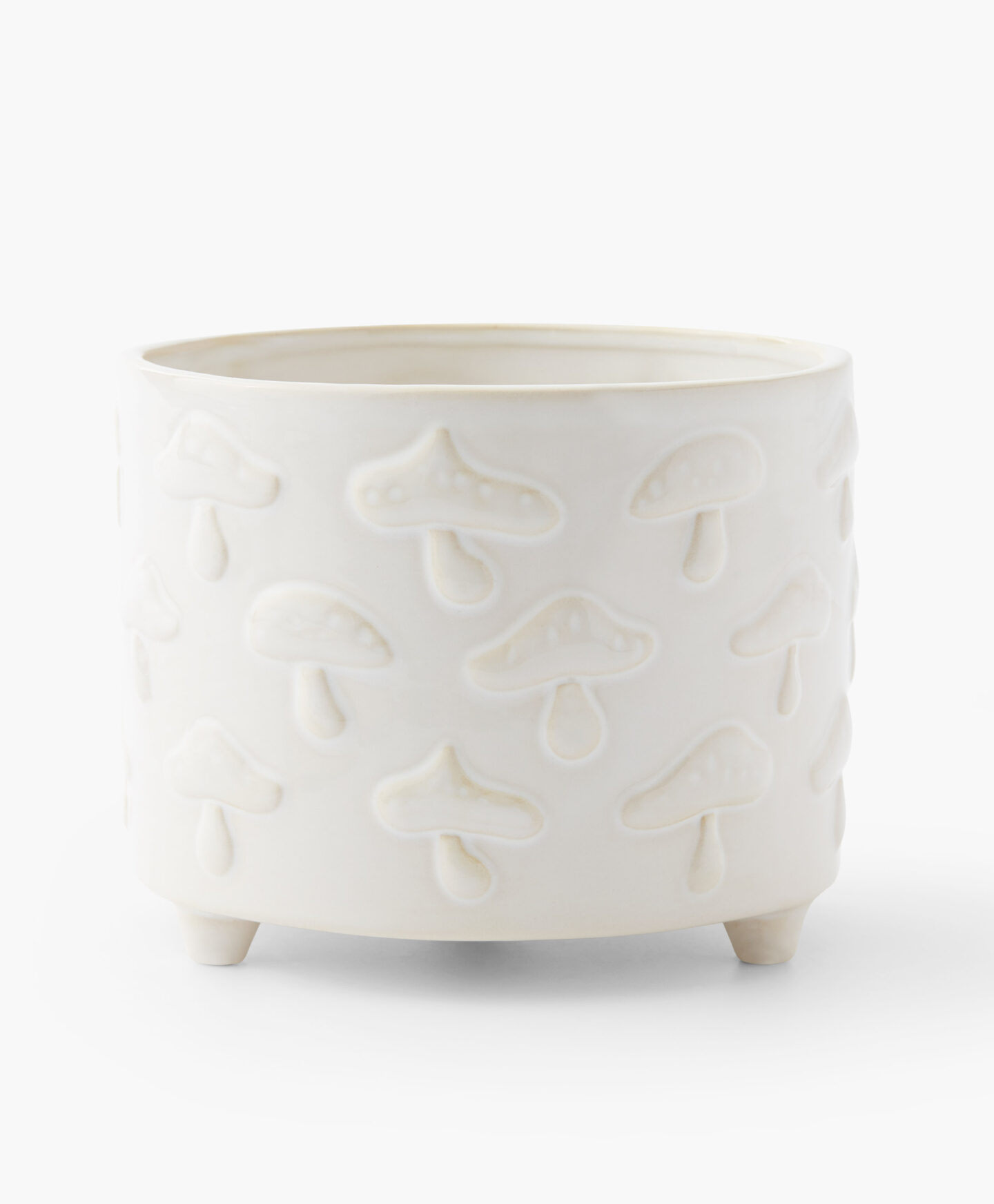 Vaso bianco medio con funghi