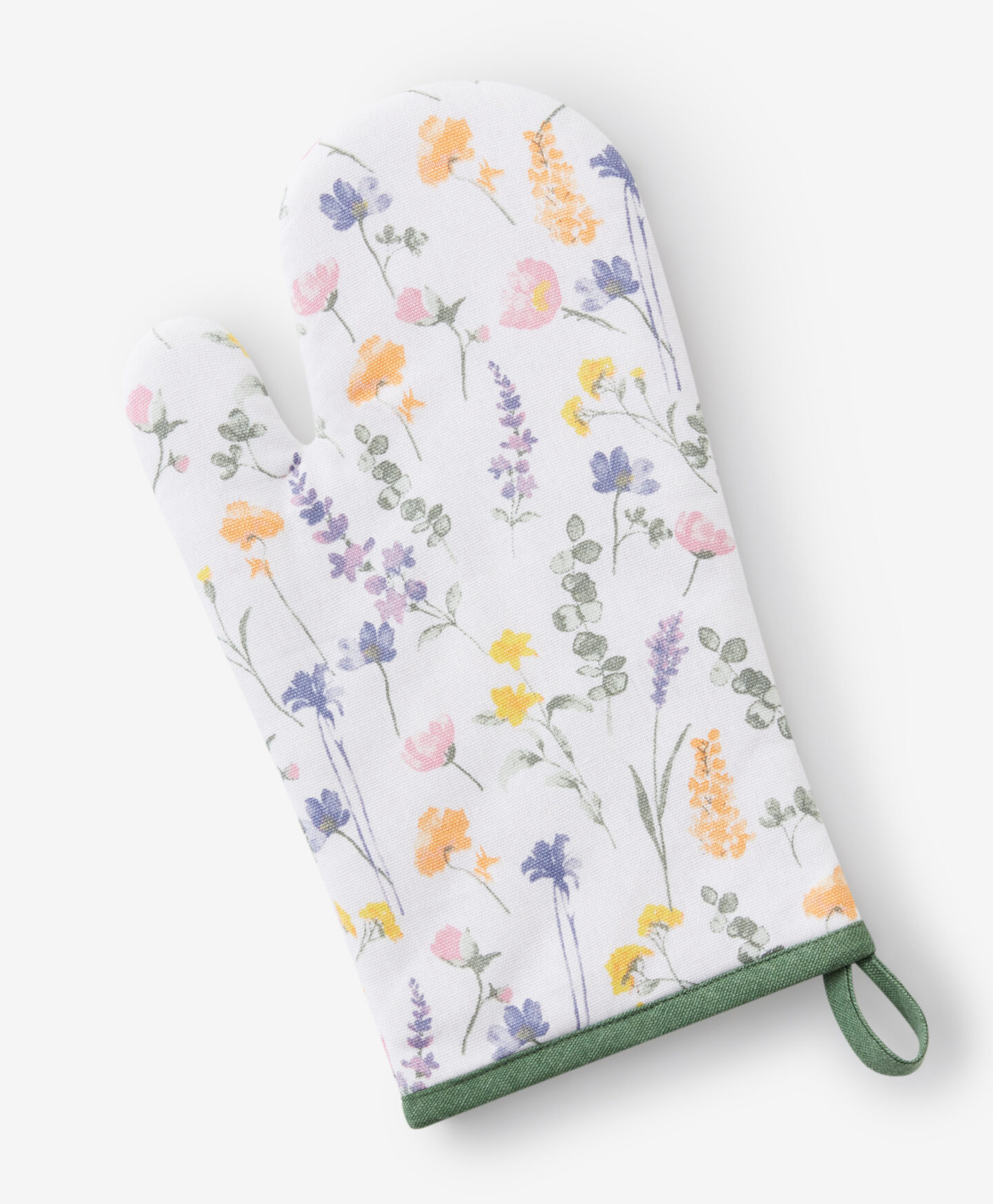 guanto da forno bianco con fiori