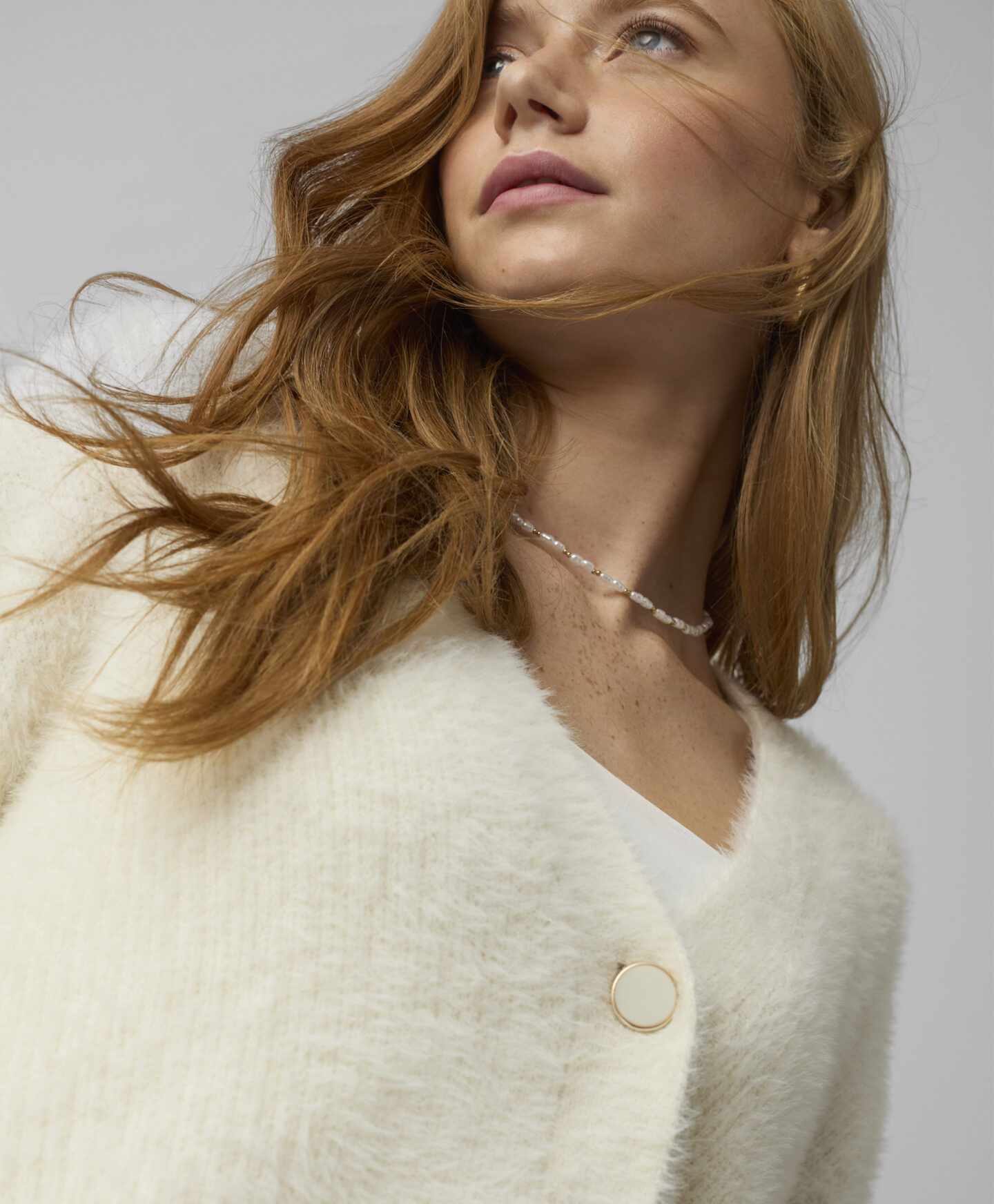 cardigan bianco con bottoni donna