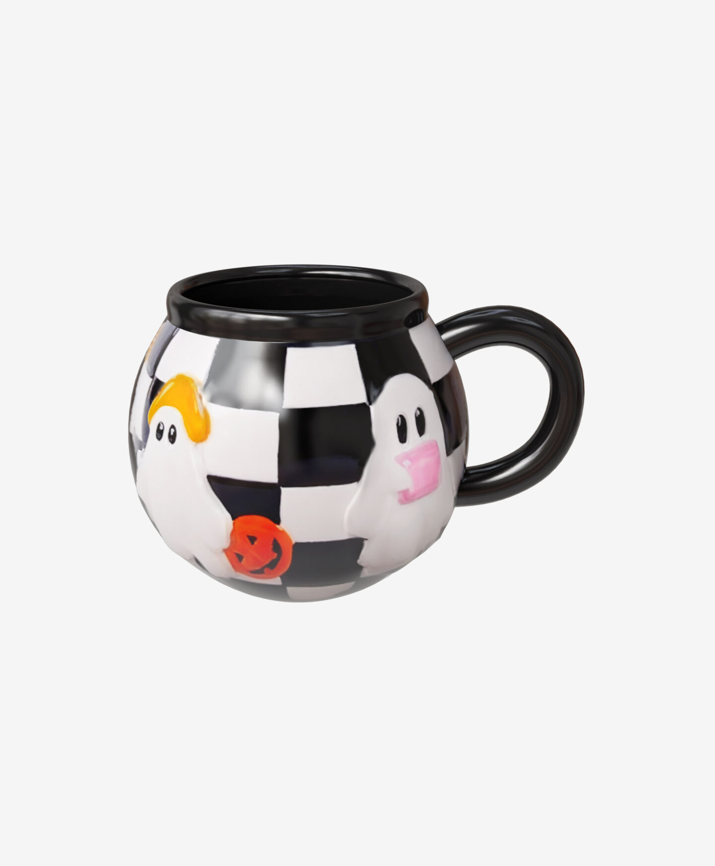 tazza a quadretti con fantasmi