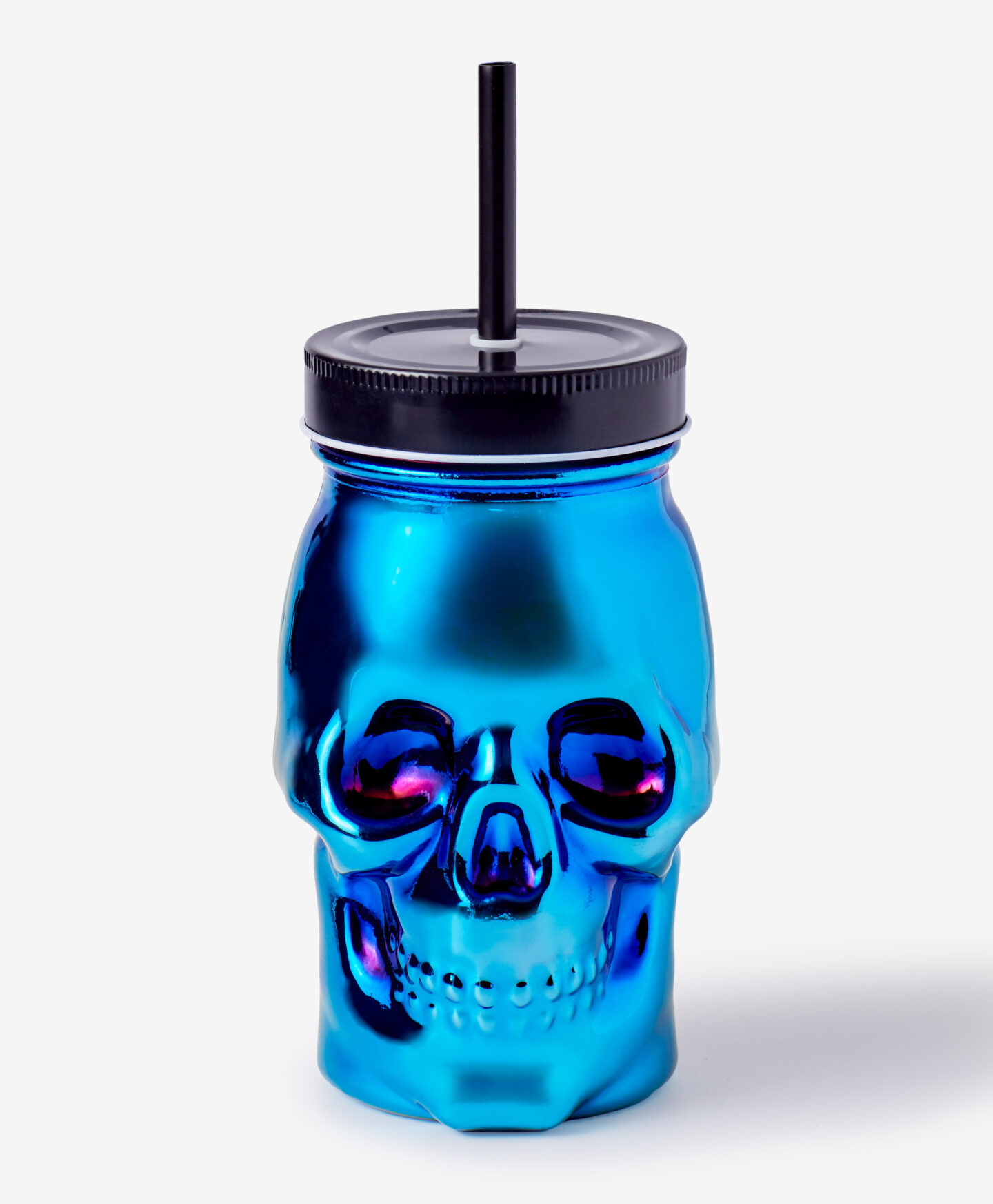 bicchiere a forma di teschio blu