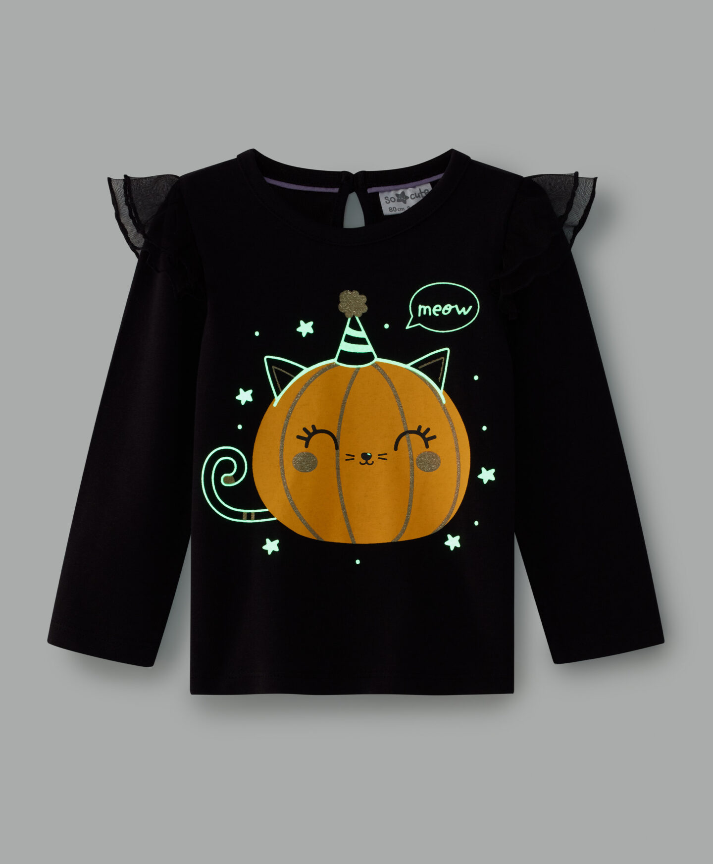 maglia nera con zucca da neonata