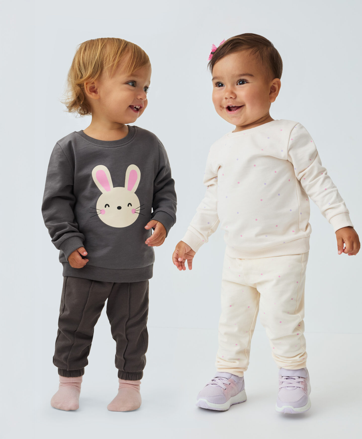 set felpe neonata grigio e beige