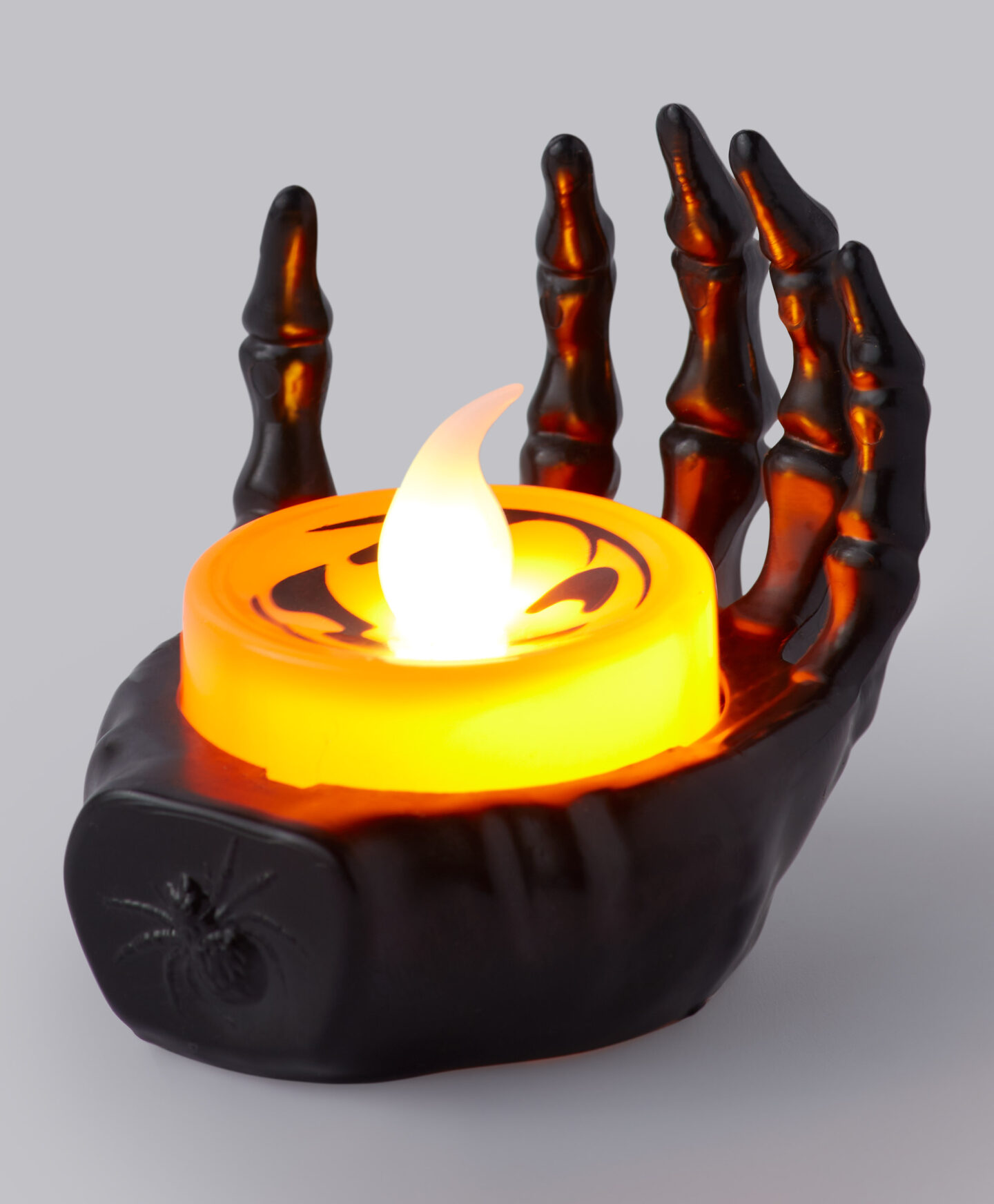 mano scheletro nera con luce led