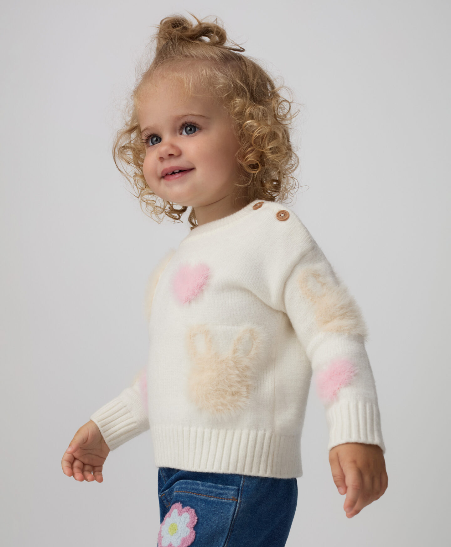 maglione beige e rosa neonata