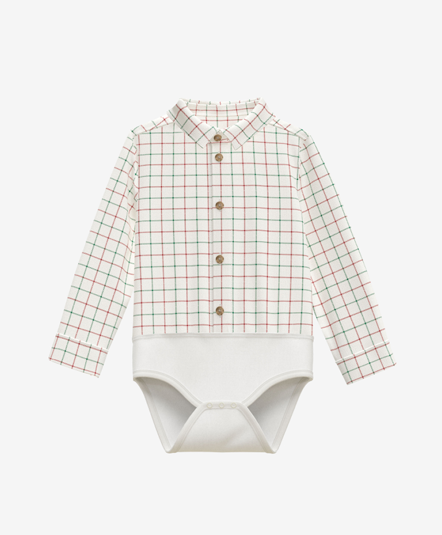 body a quadri beige per neonato