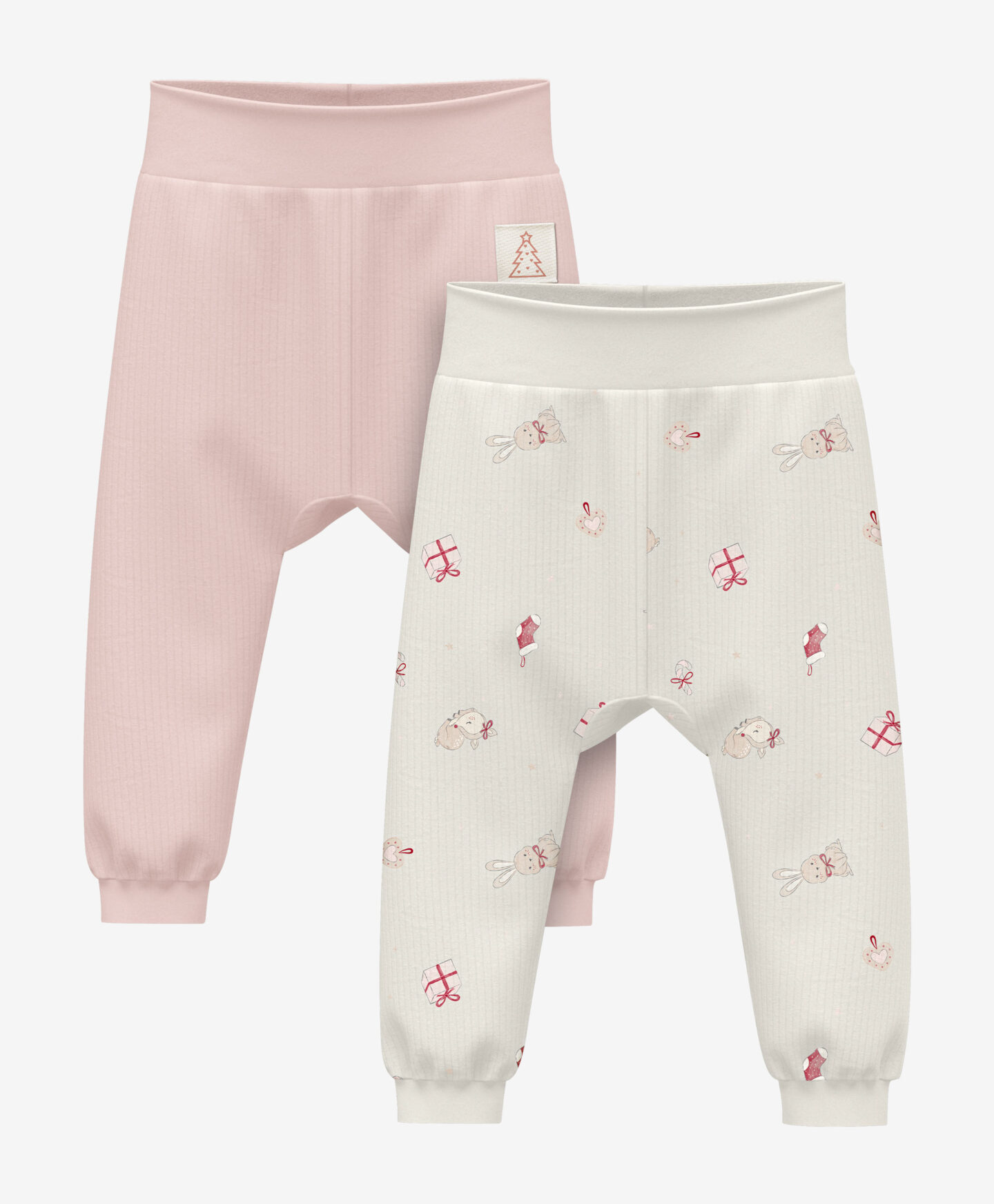 set leggings rosa e beige neonata