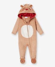 Pajac niemowlęcy chłopięcy renifer 3D brązowy