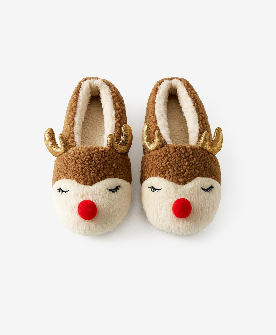 pantofole renna beige da donna