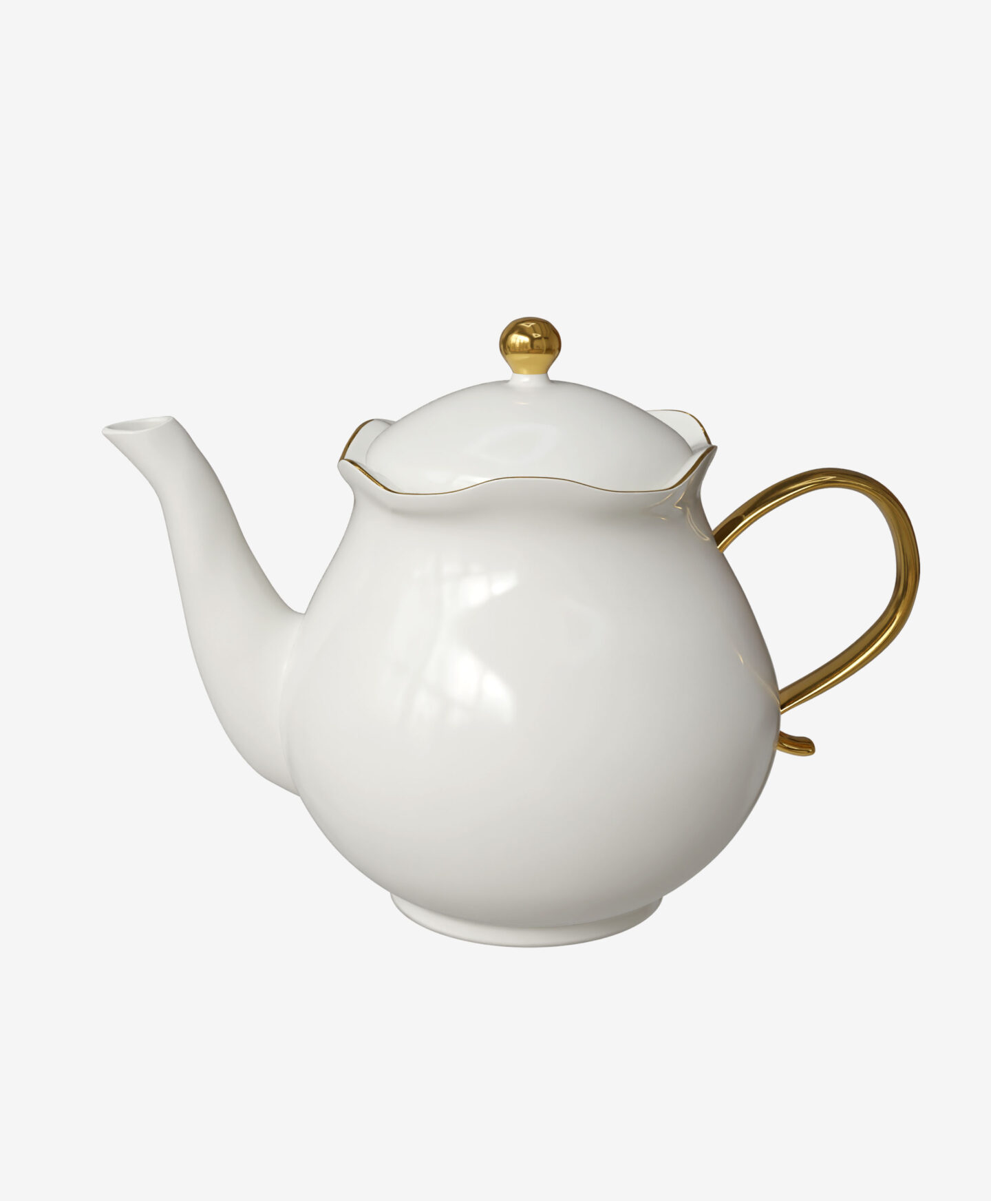 teiera bianca con dettagli dorati