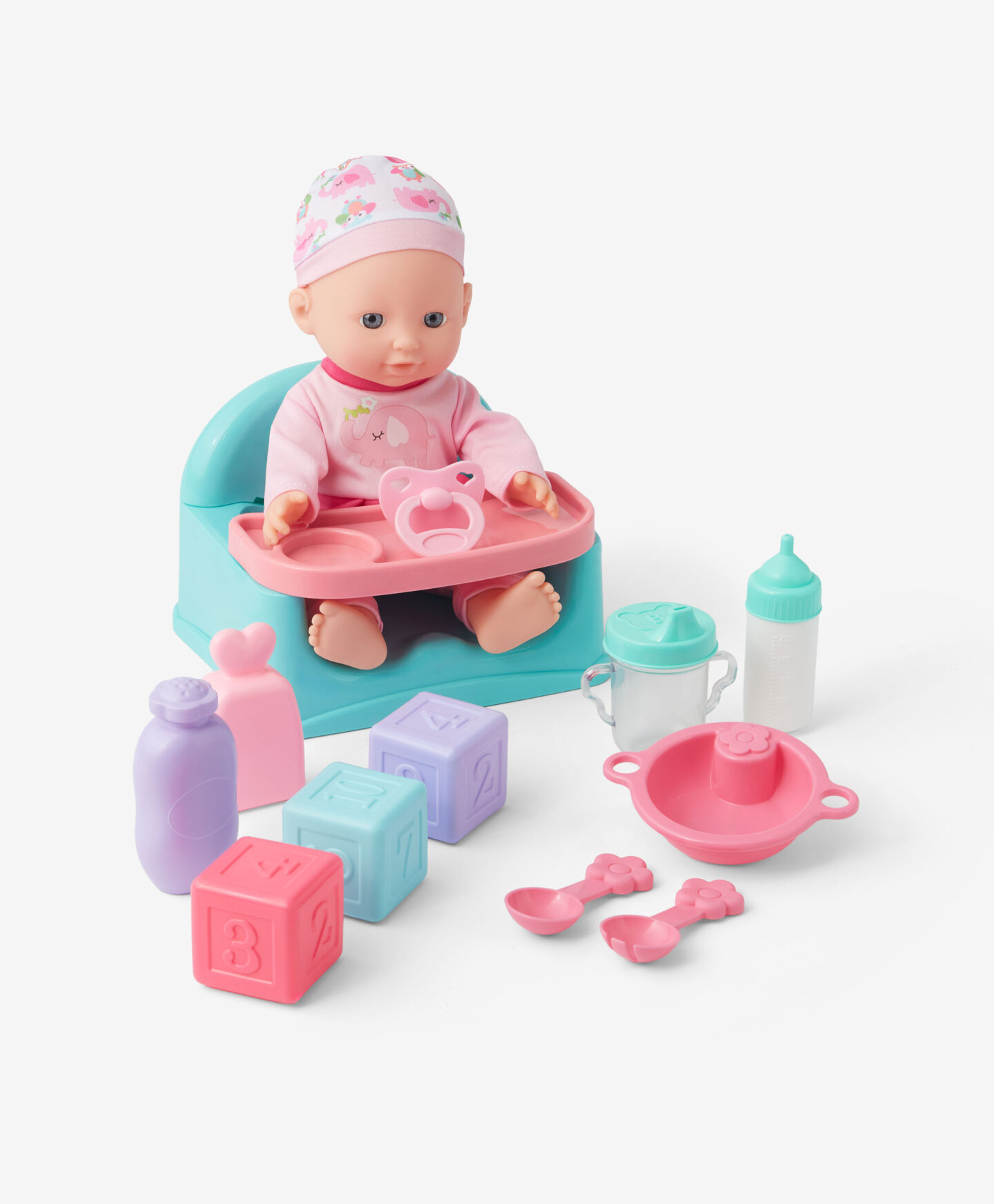 bambola con seggiolino per pappa