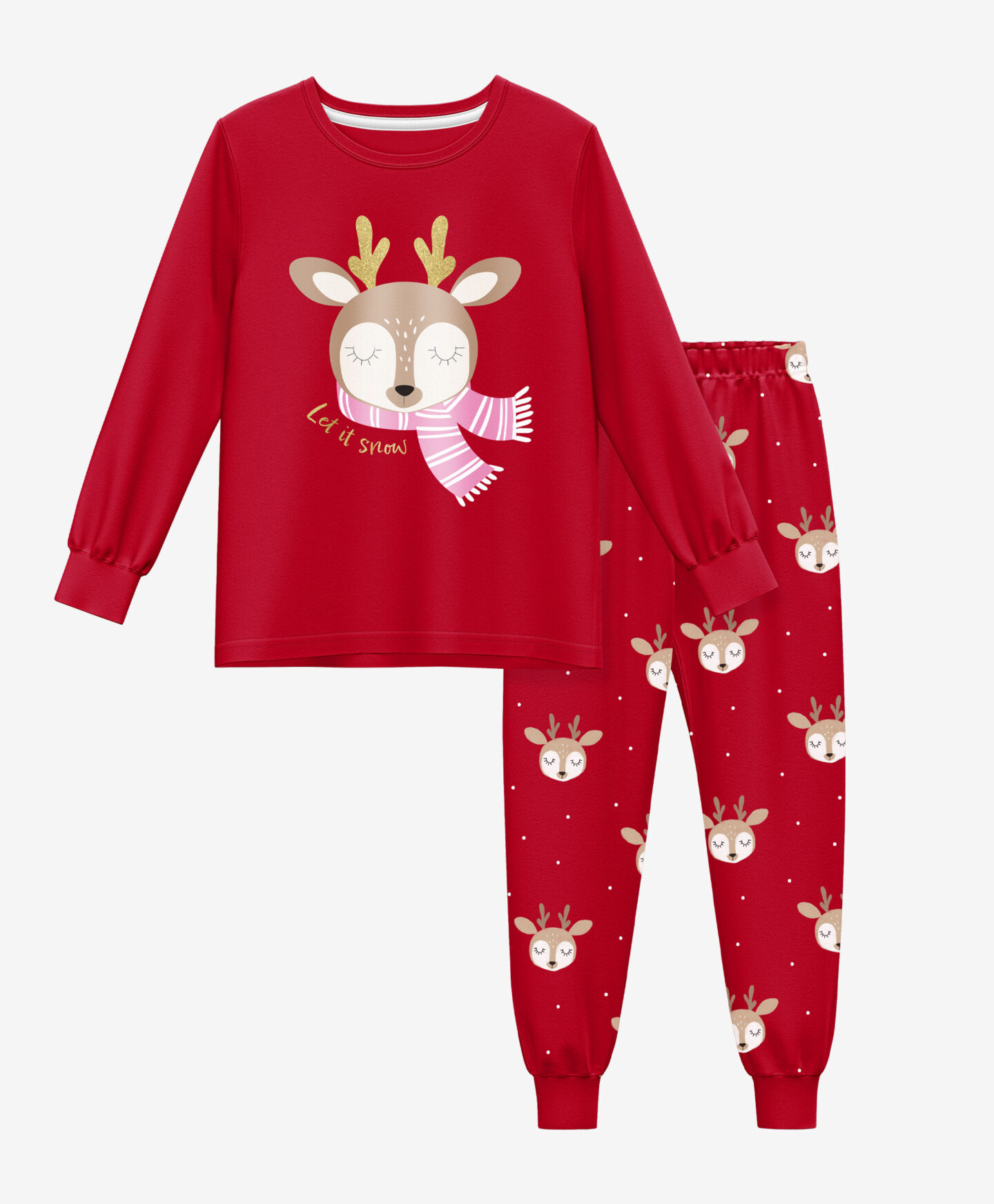 pigiama rosso con renna bambina