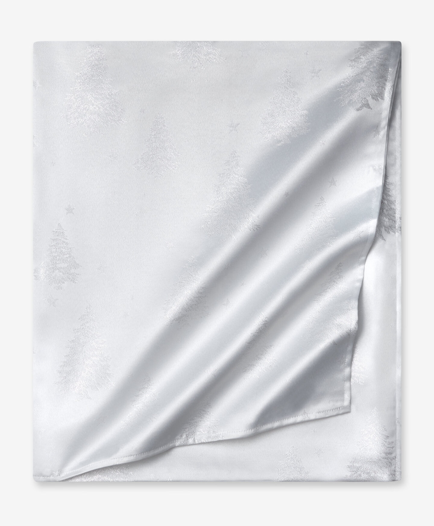 Obrus żakard w choinki srebrny