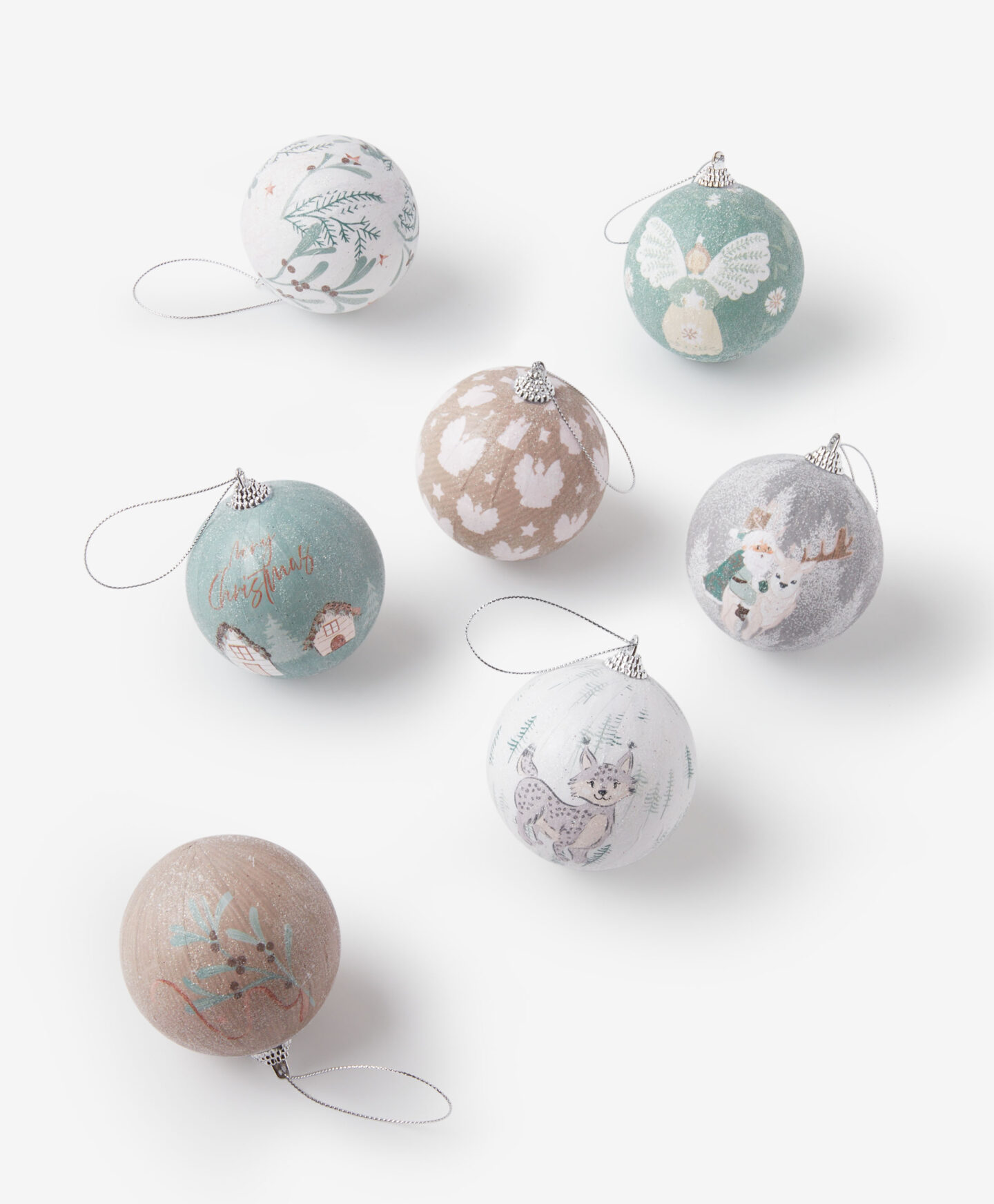 set sette palline natalizie