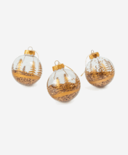 set tre palline natalizie dorate