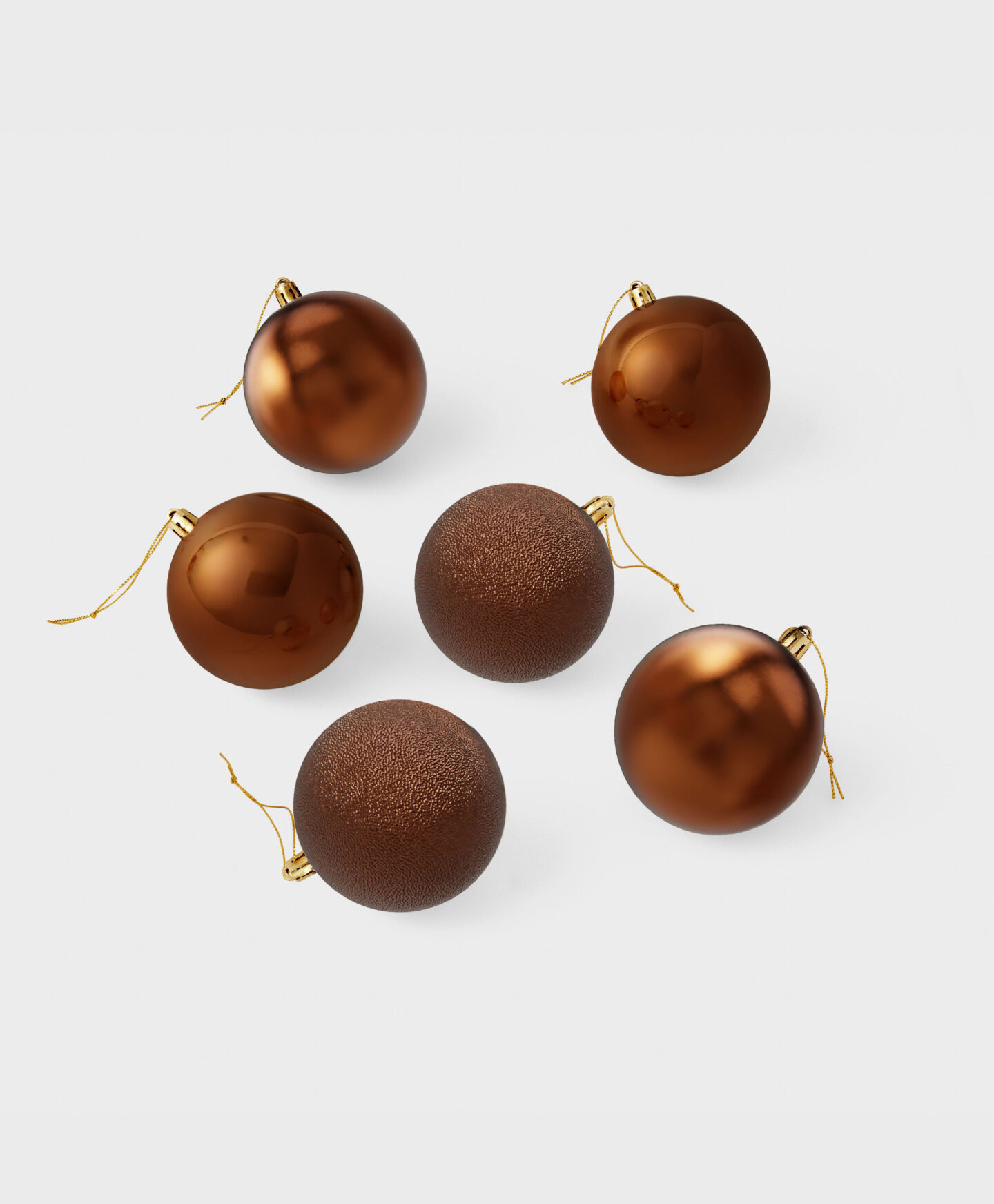 set sei palline natalizie marroni