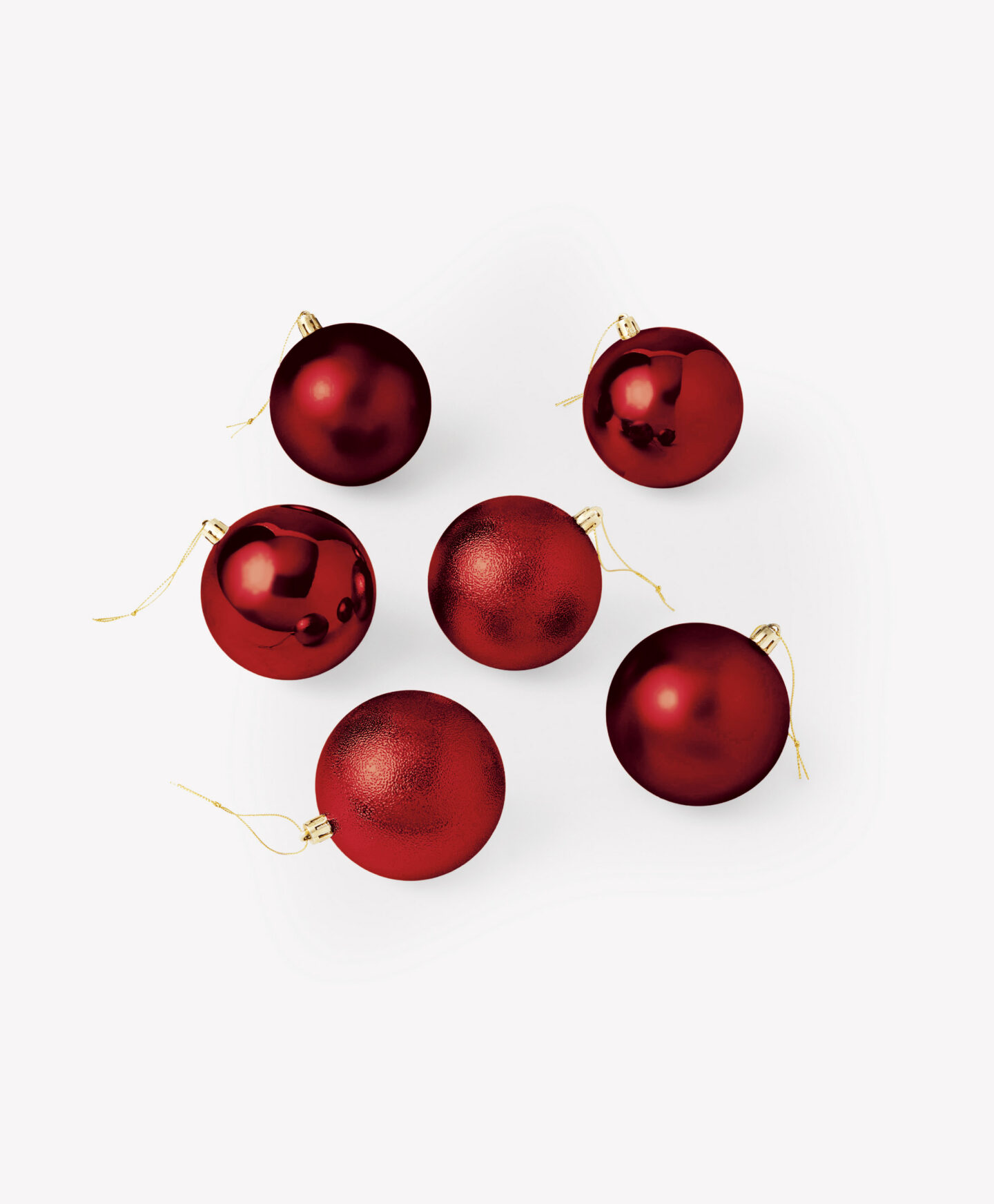 set sei palline natalizie rosse