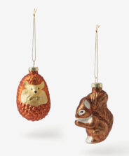 Zestaw szklanych zawieszek jeżyk i wiewiórka 2 szt.