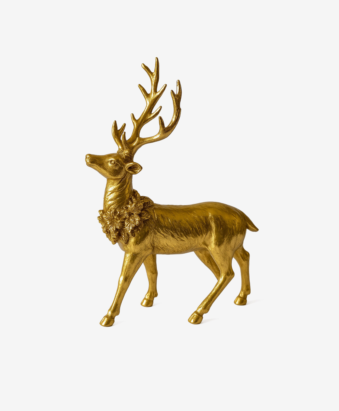 cervo dorato con ghirlanda