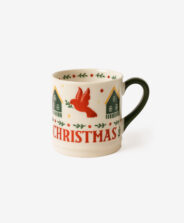 tazza natalizia bianca con alberi