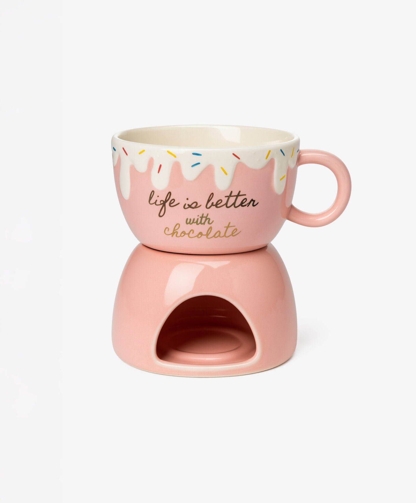 tazza rosa con portacandela