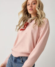 Sweter damski z perłami różowy