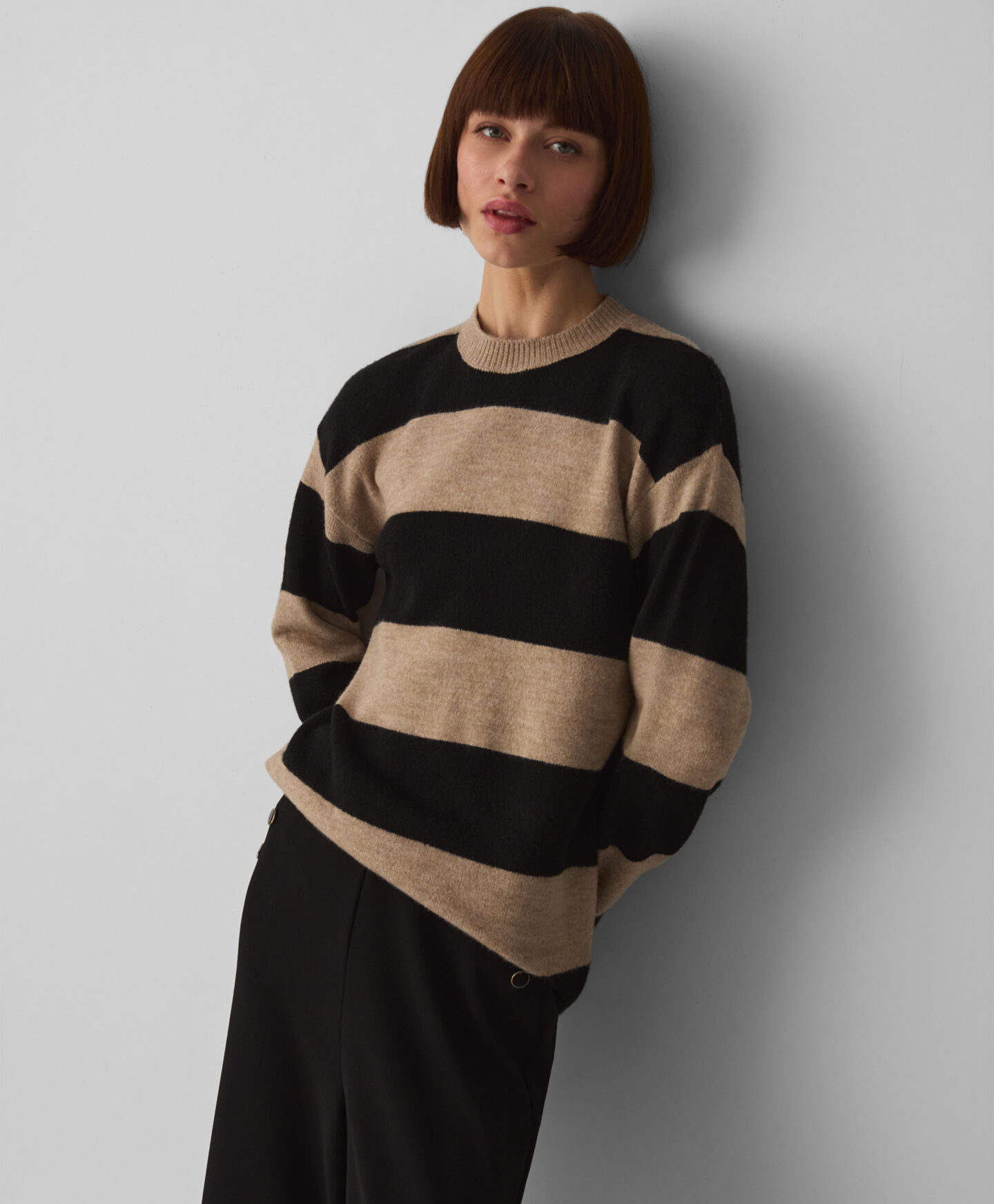 maglione lungo a righe da donna