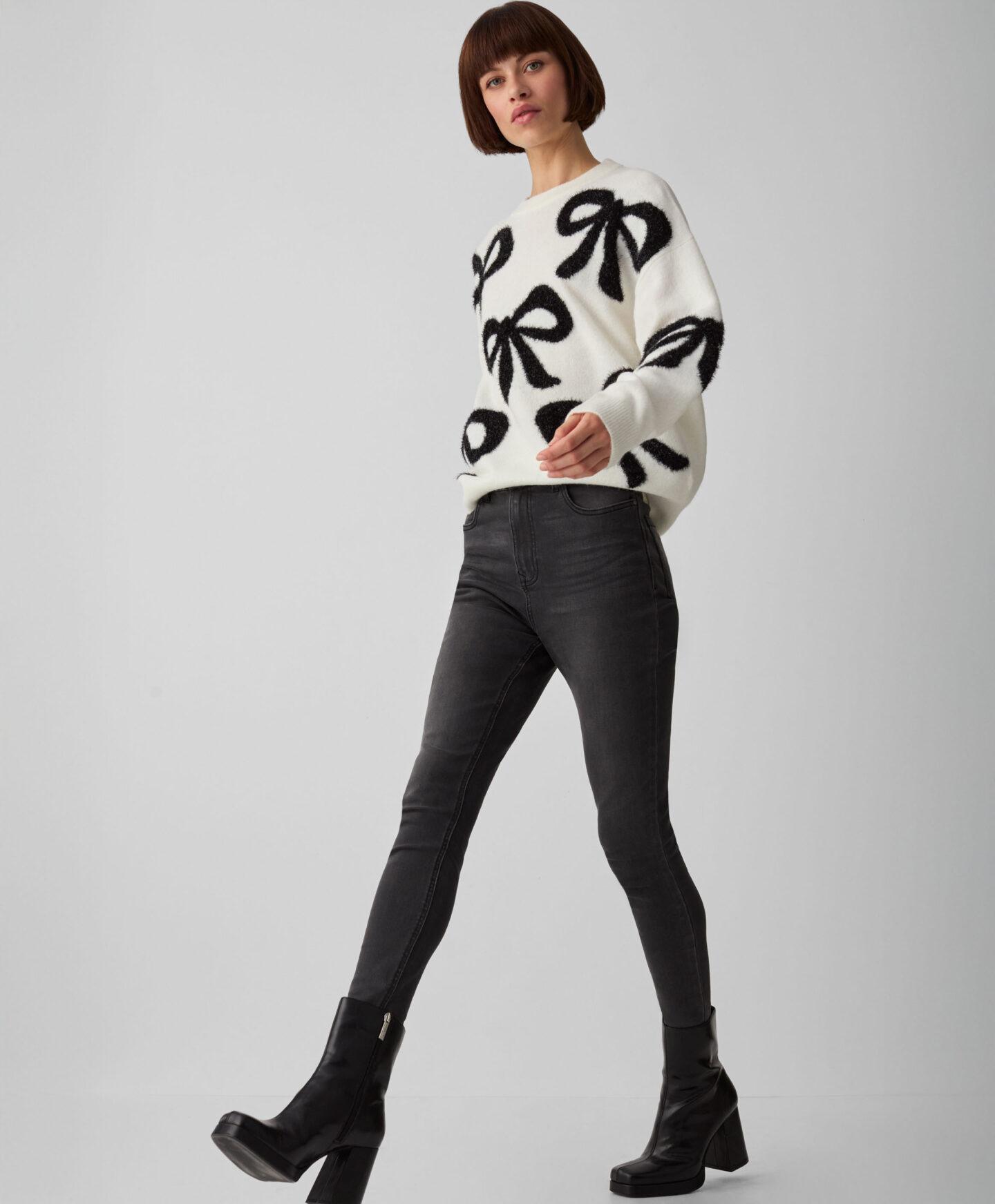 jeans skinny grigio scuro donna