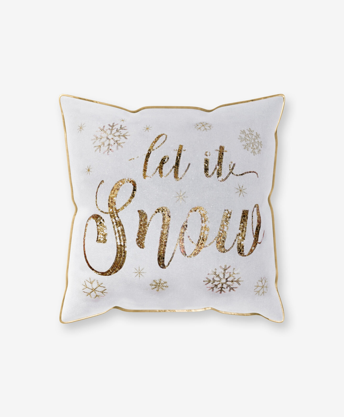 cuscino con scritta dorata