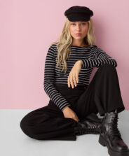 Koszulka damska czarna w paski