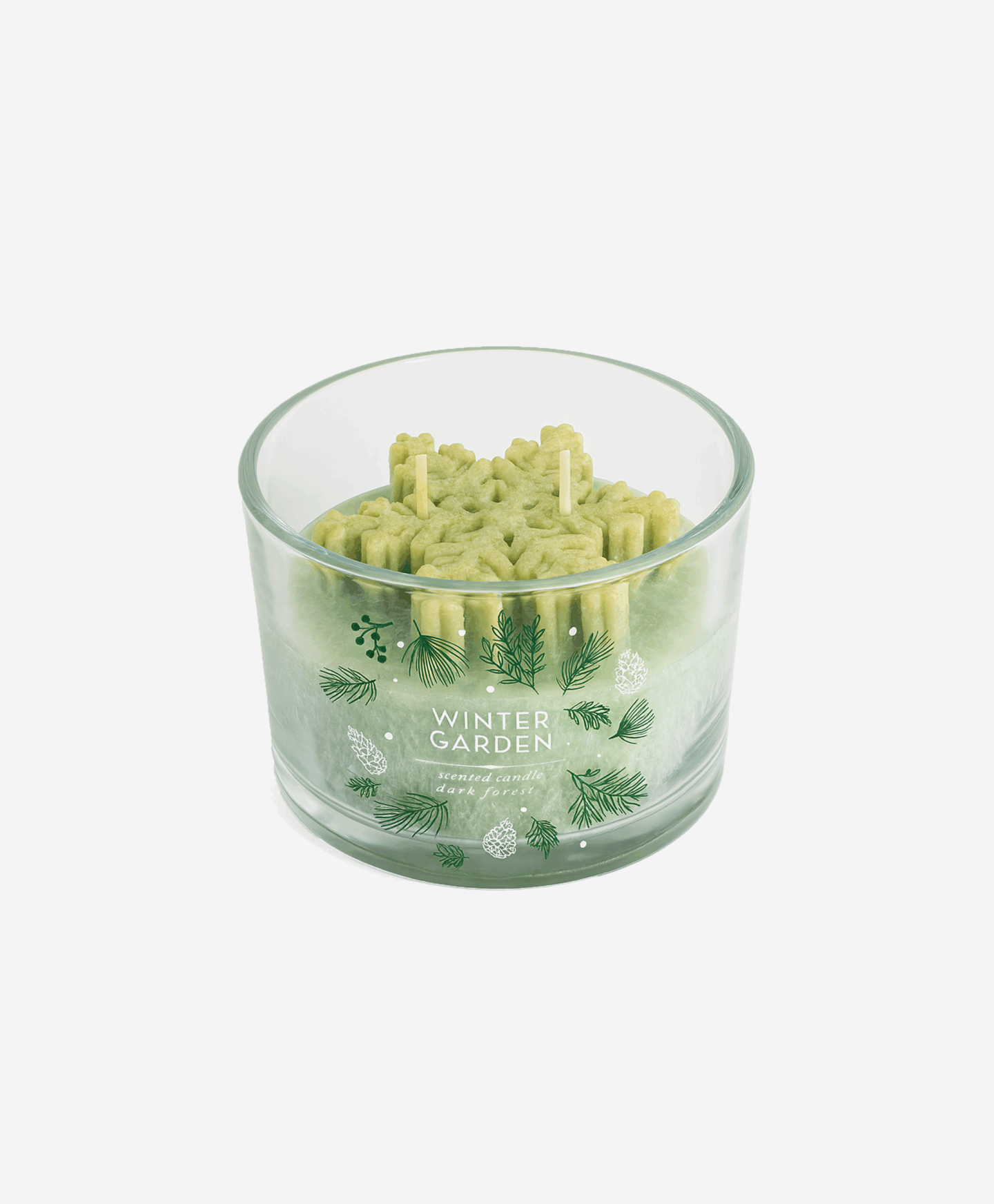 candela verde con fiocco di neve