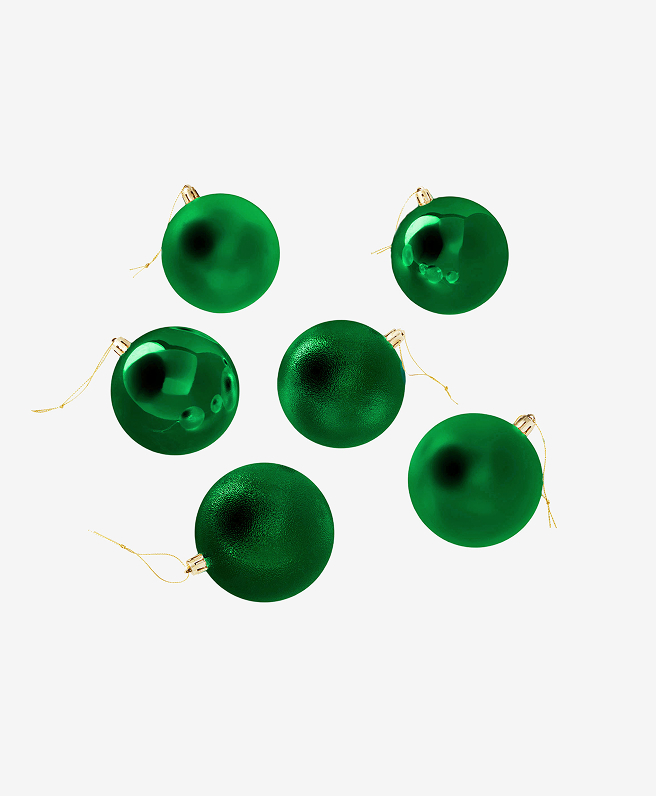 set sei palline natalizie verdi