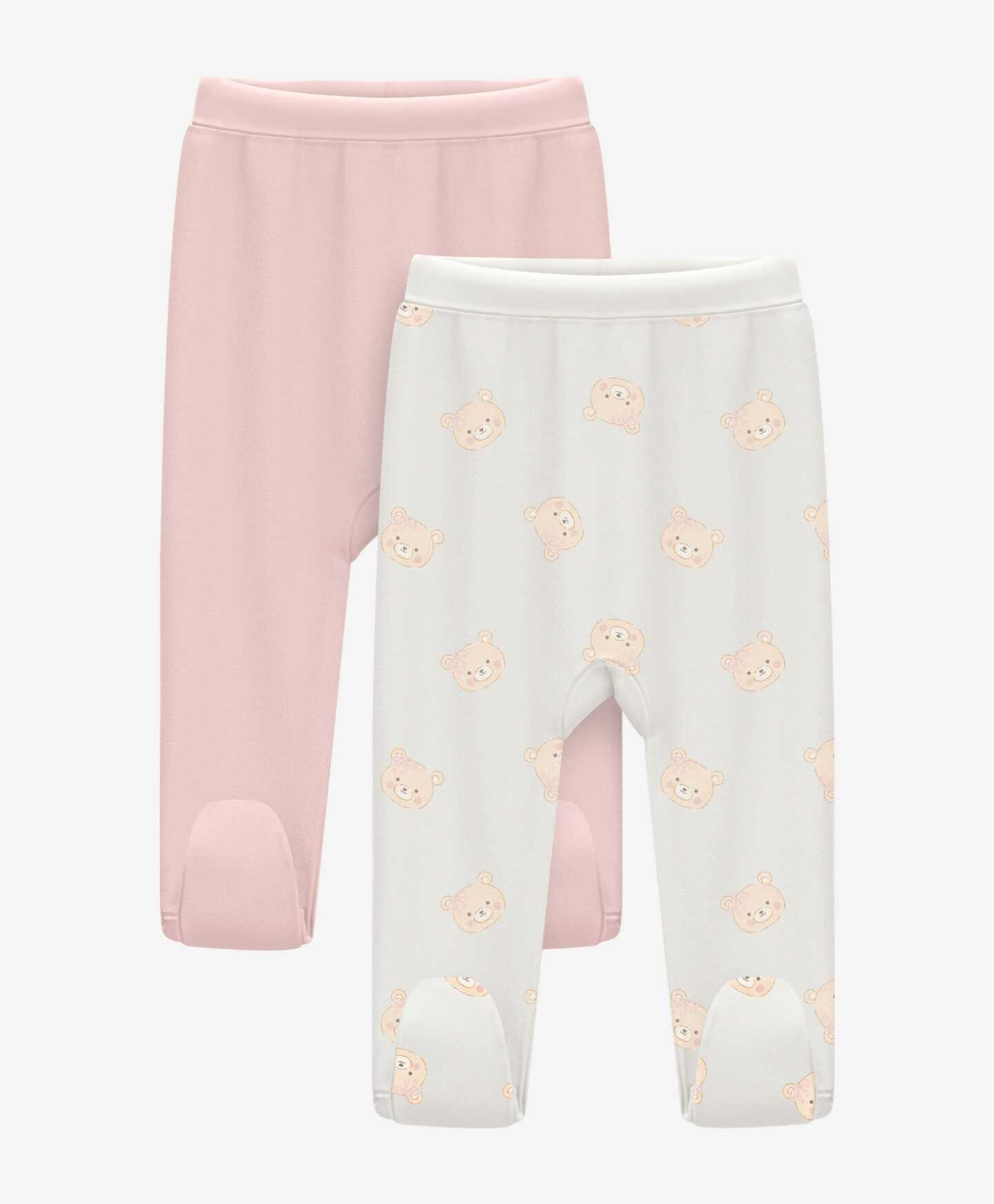 set leggins beige e rosa neonata