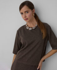 Koszulka damska ze swetrowym wykończeniem