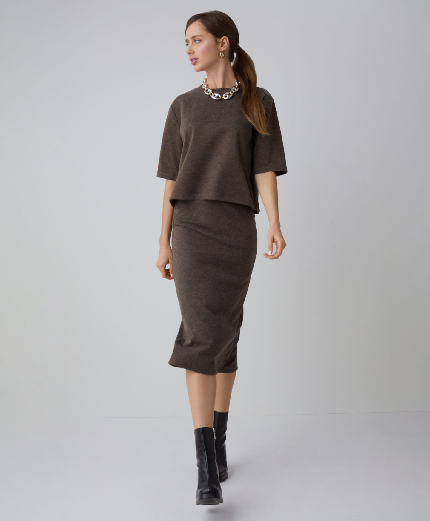 gonna midi marrone da donna