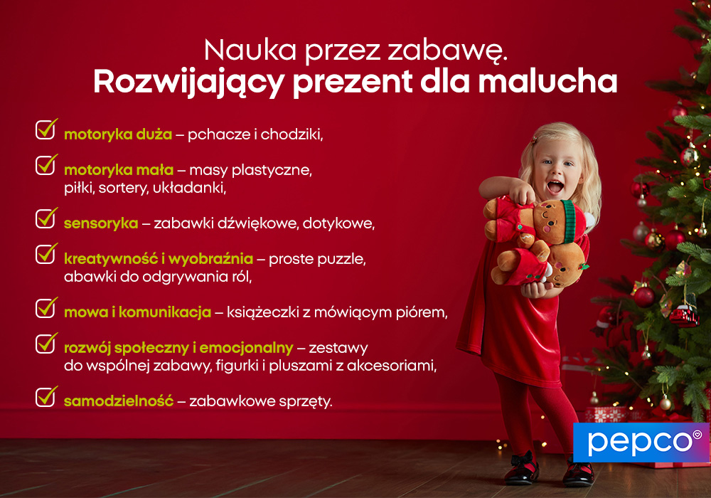 Nauka przez zabawę. Rozwijający prezent dla malucha. - infografika