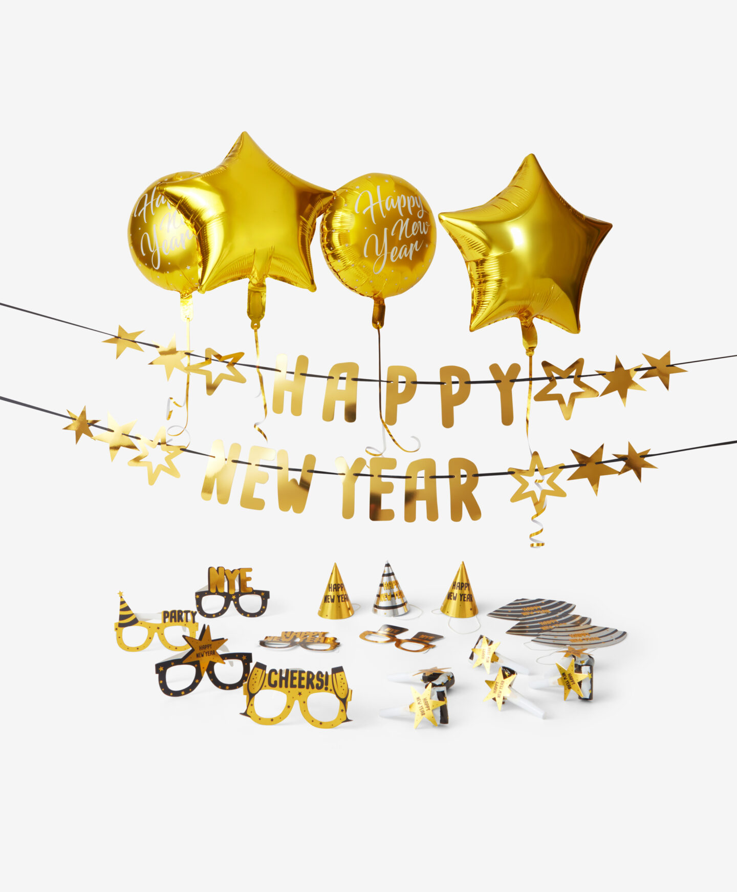 set decorazioni dorate capodanno