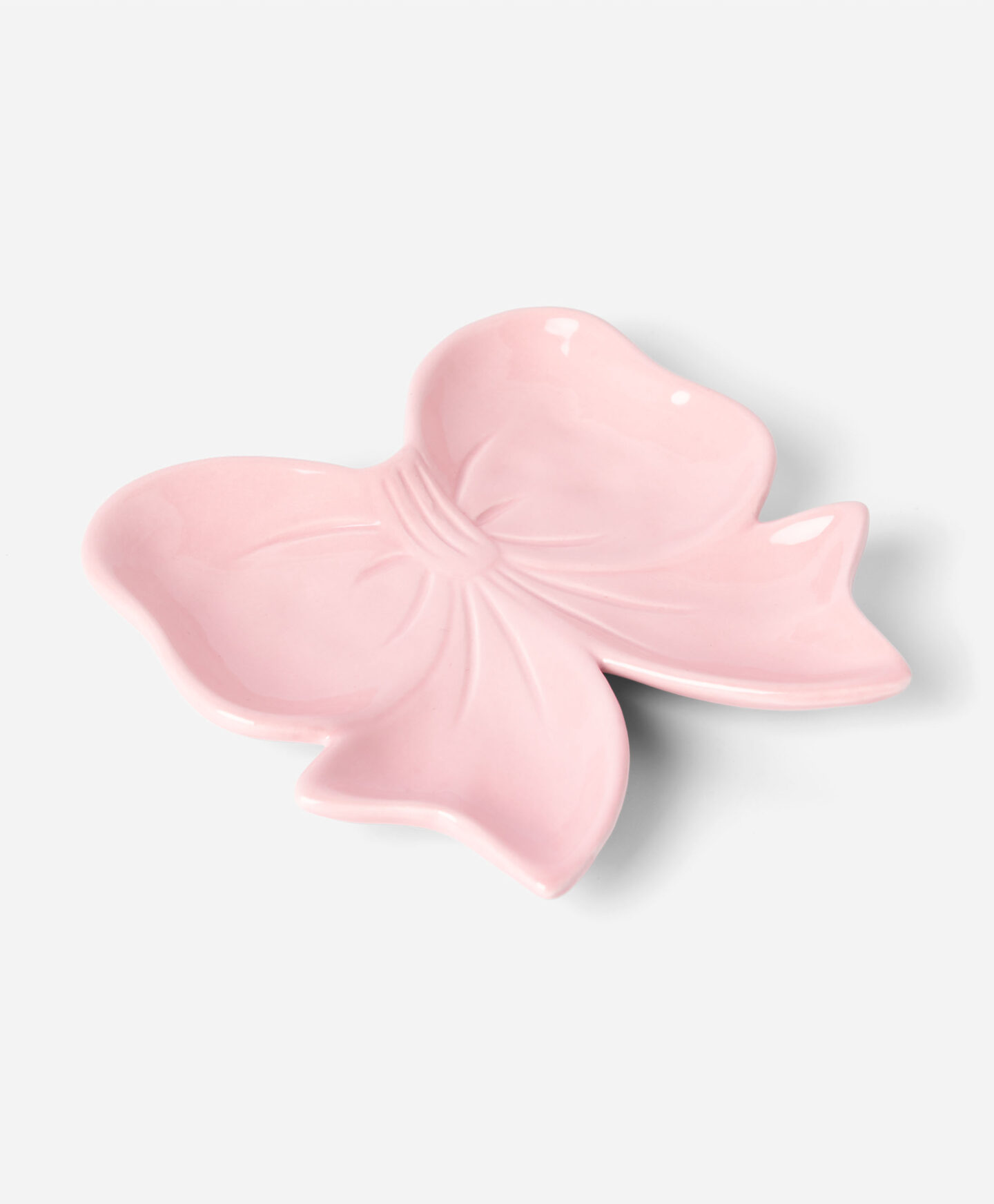 vassoio a fiocco rosa in ceramica