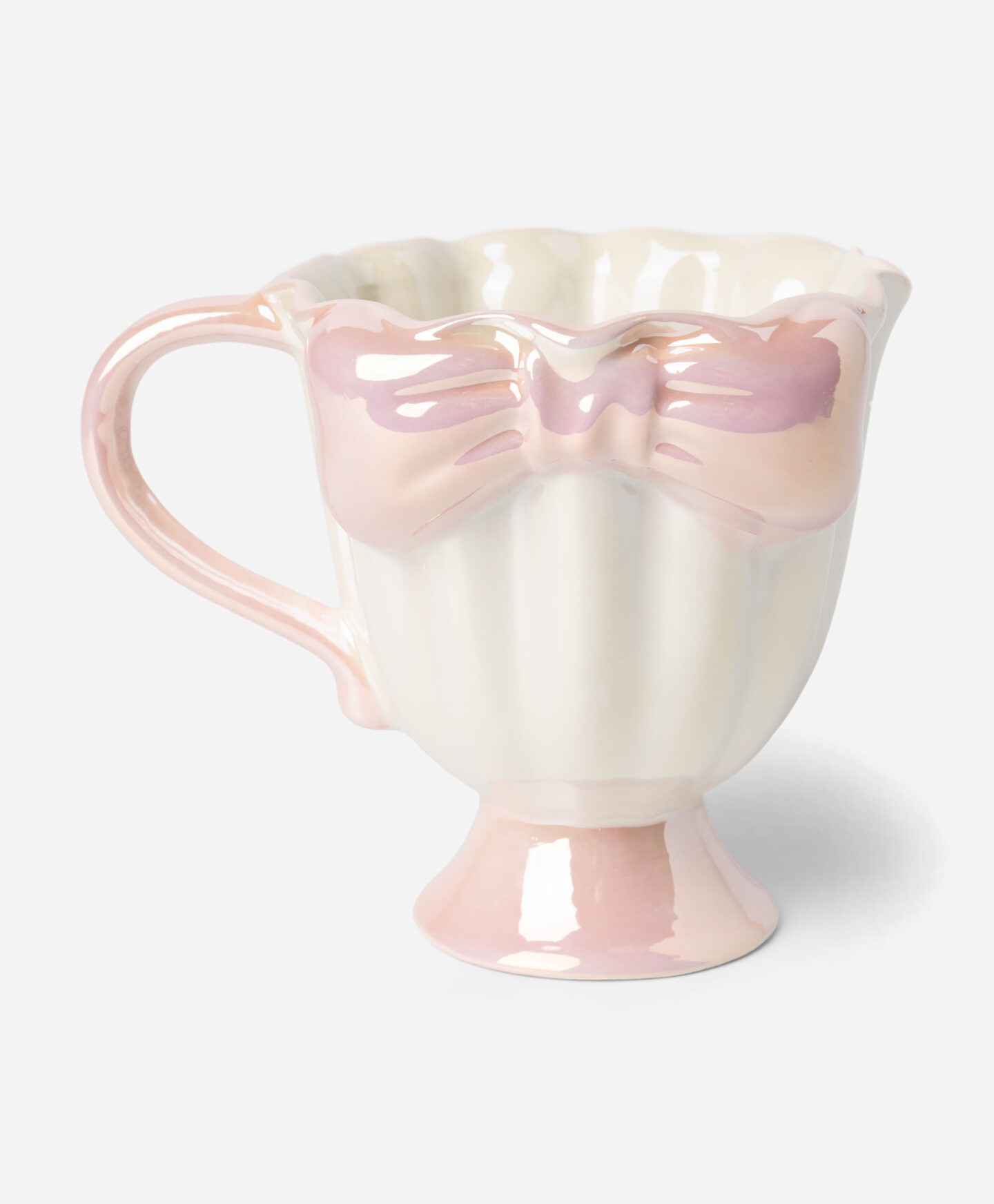 tazza con fiocco rosa perla