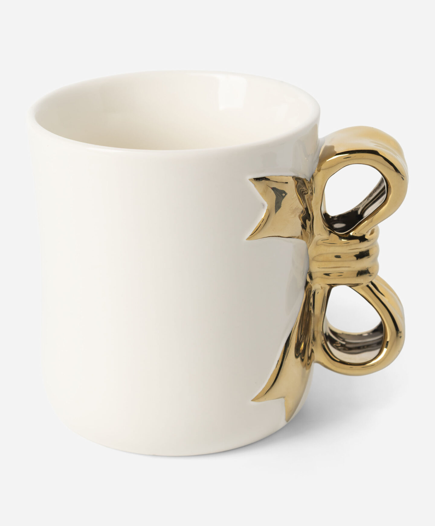 tazza bianca con fiocco dorato