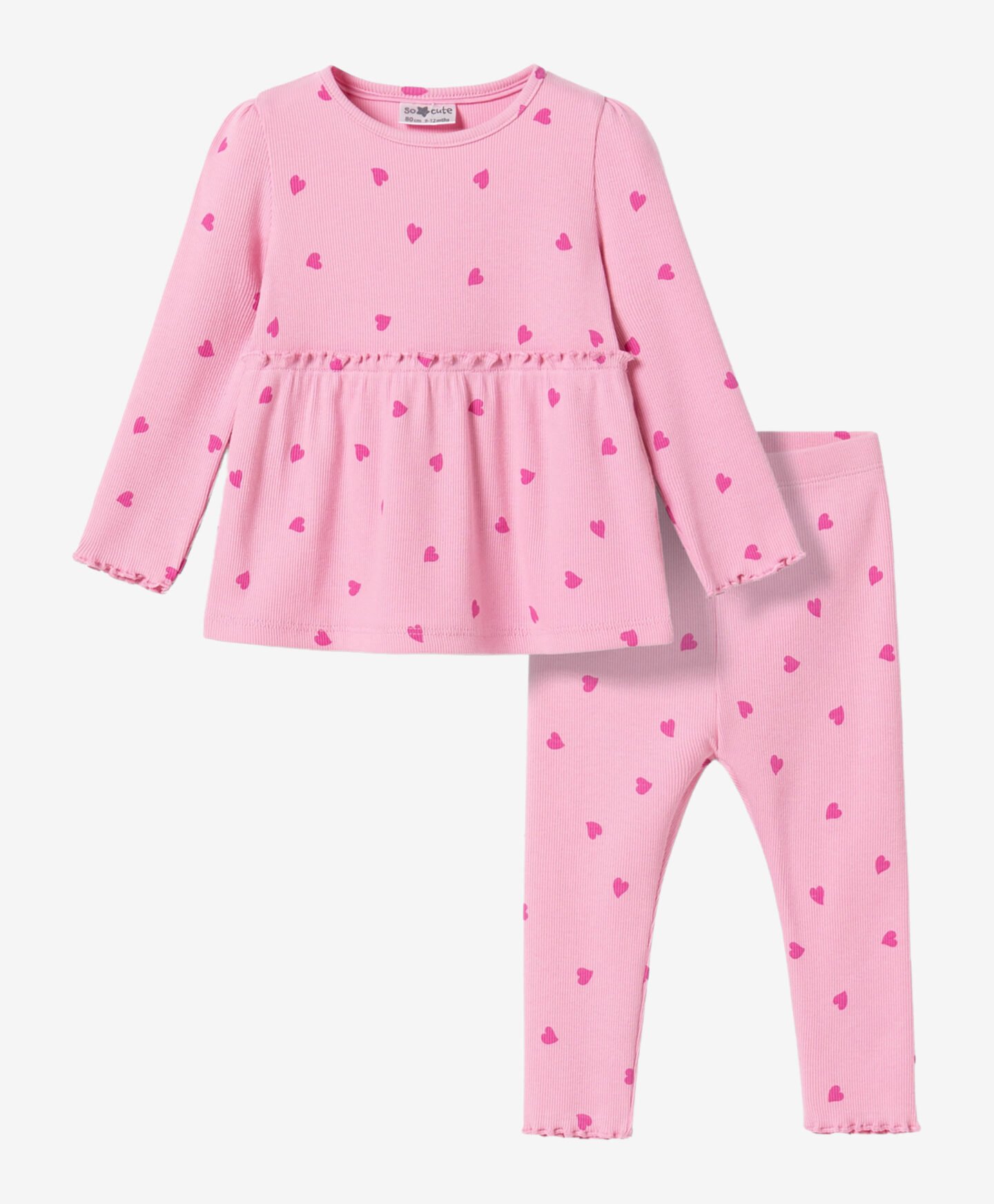 set rosa con cuori da neonata