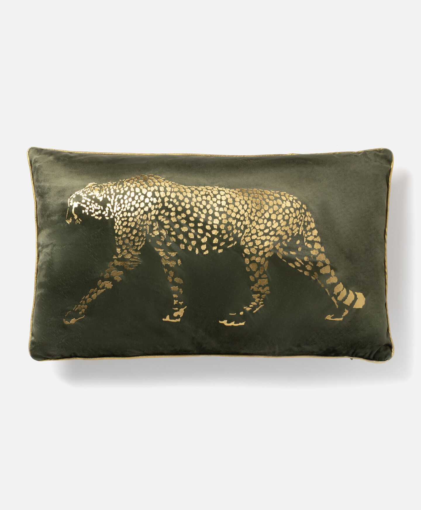 cuscino verde con leopardo
