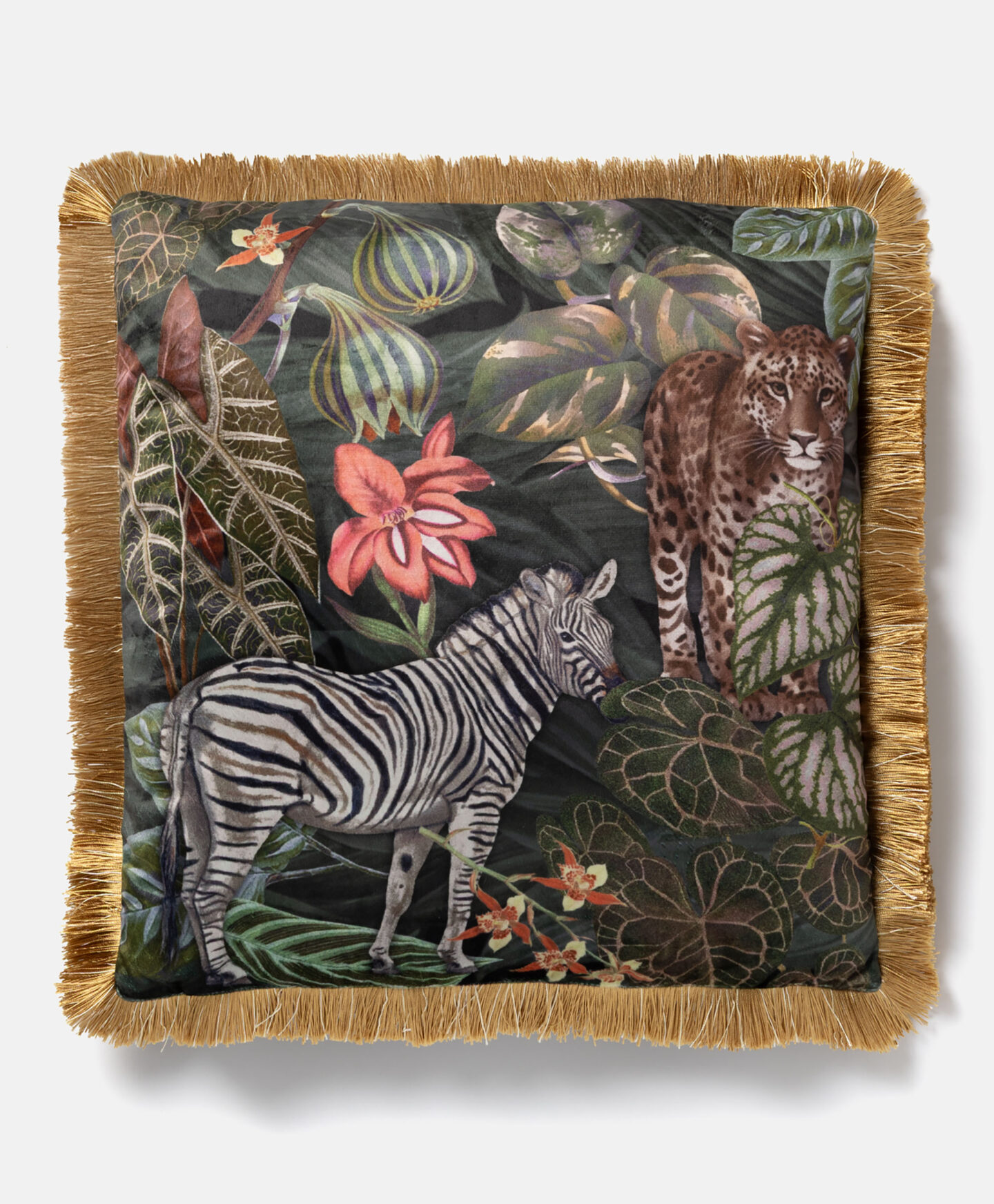 cuscino con frange dorate