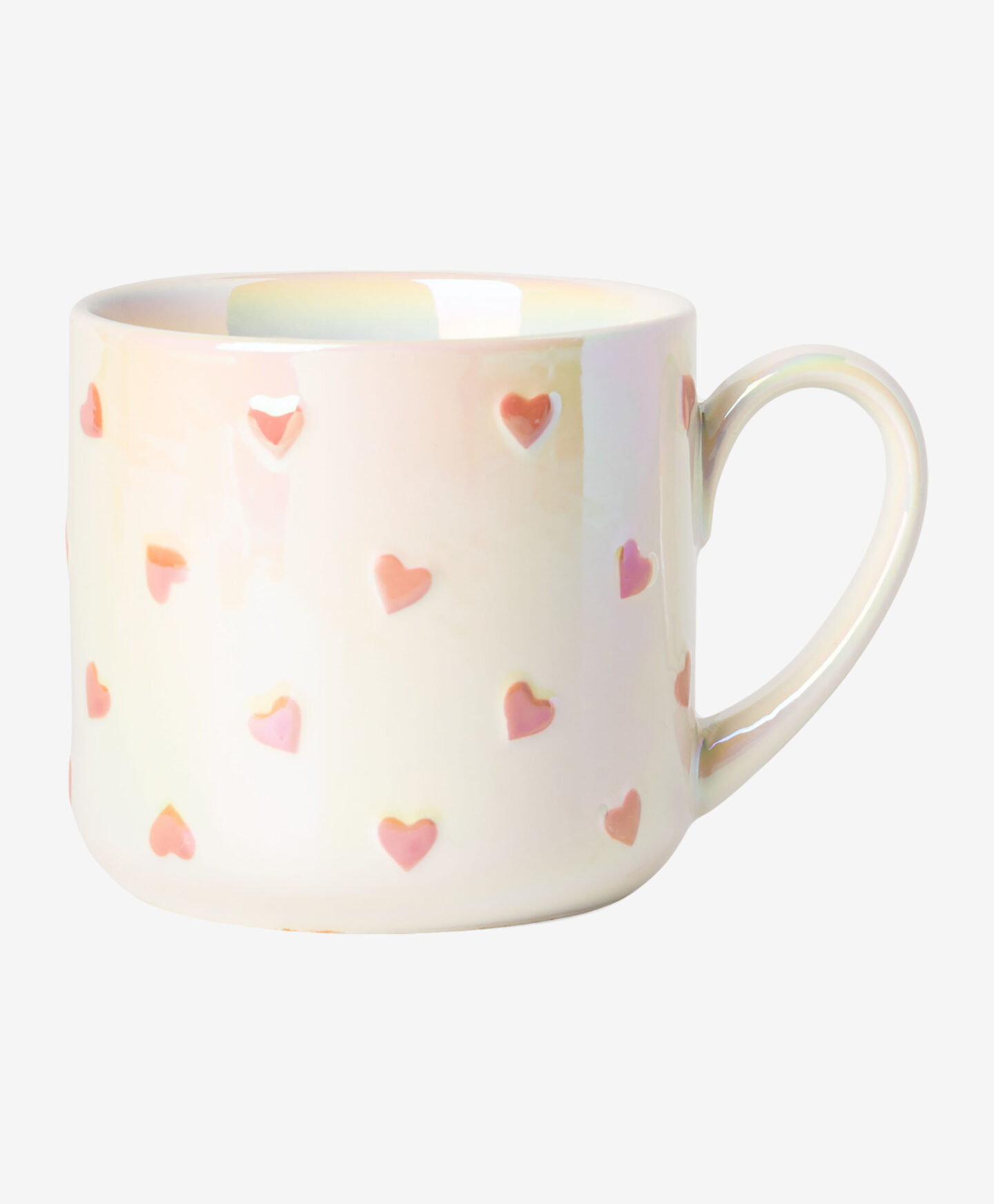 tazza bianca con cuori rosa