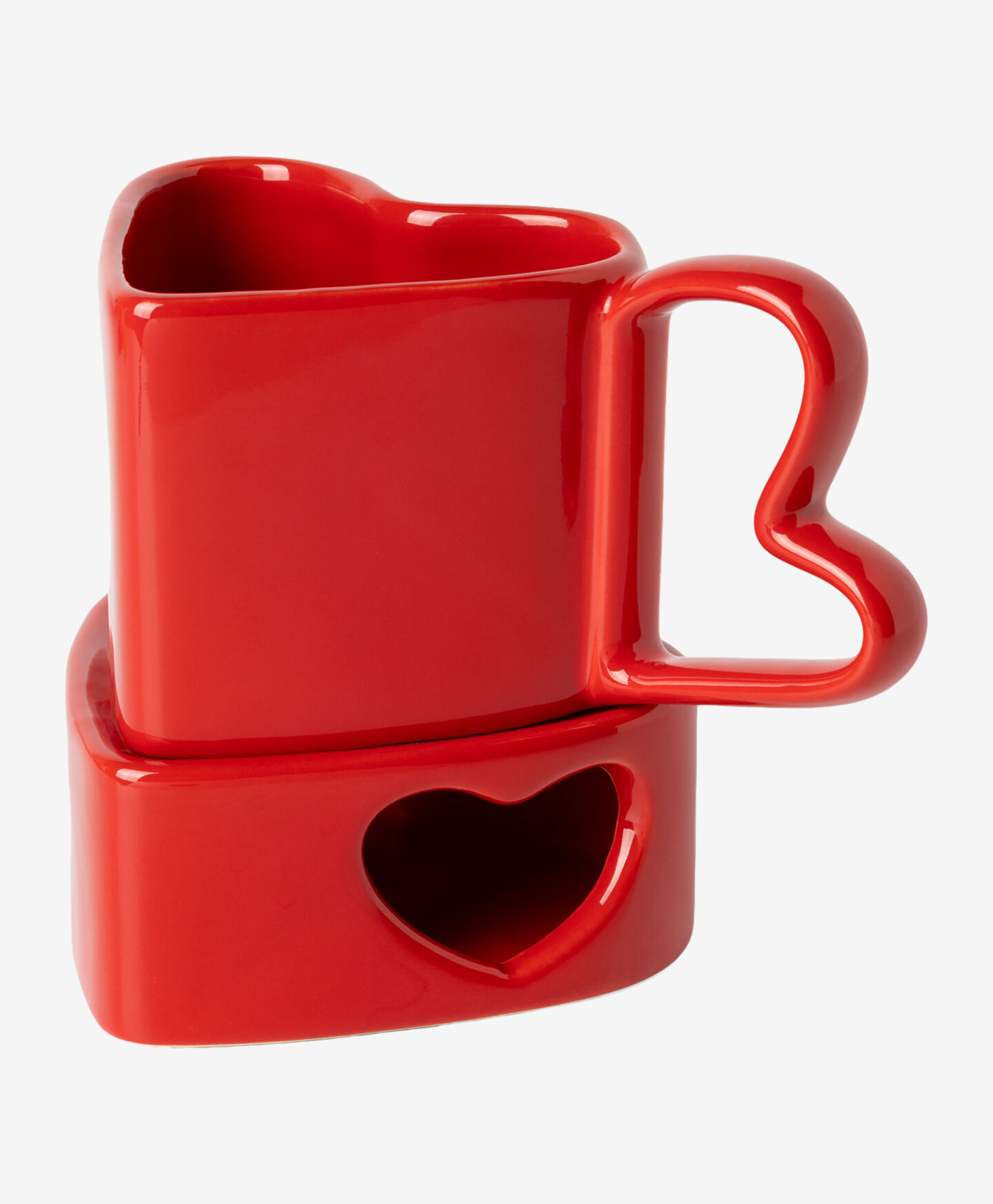 tazza rossa con scalda bevande