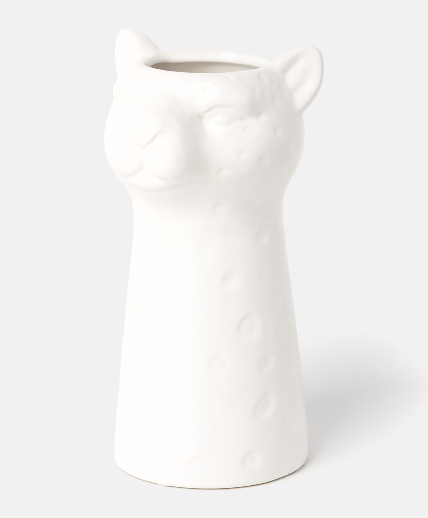 vaso bianco a forma di ghepardo