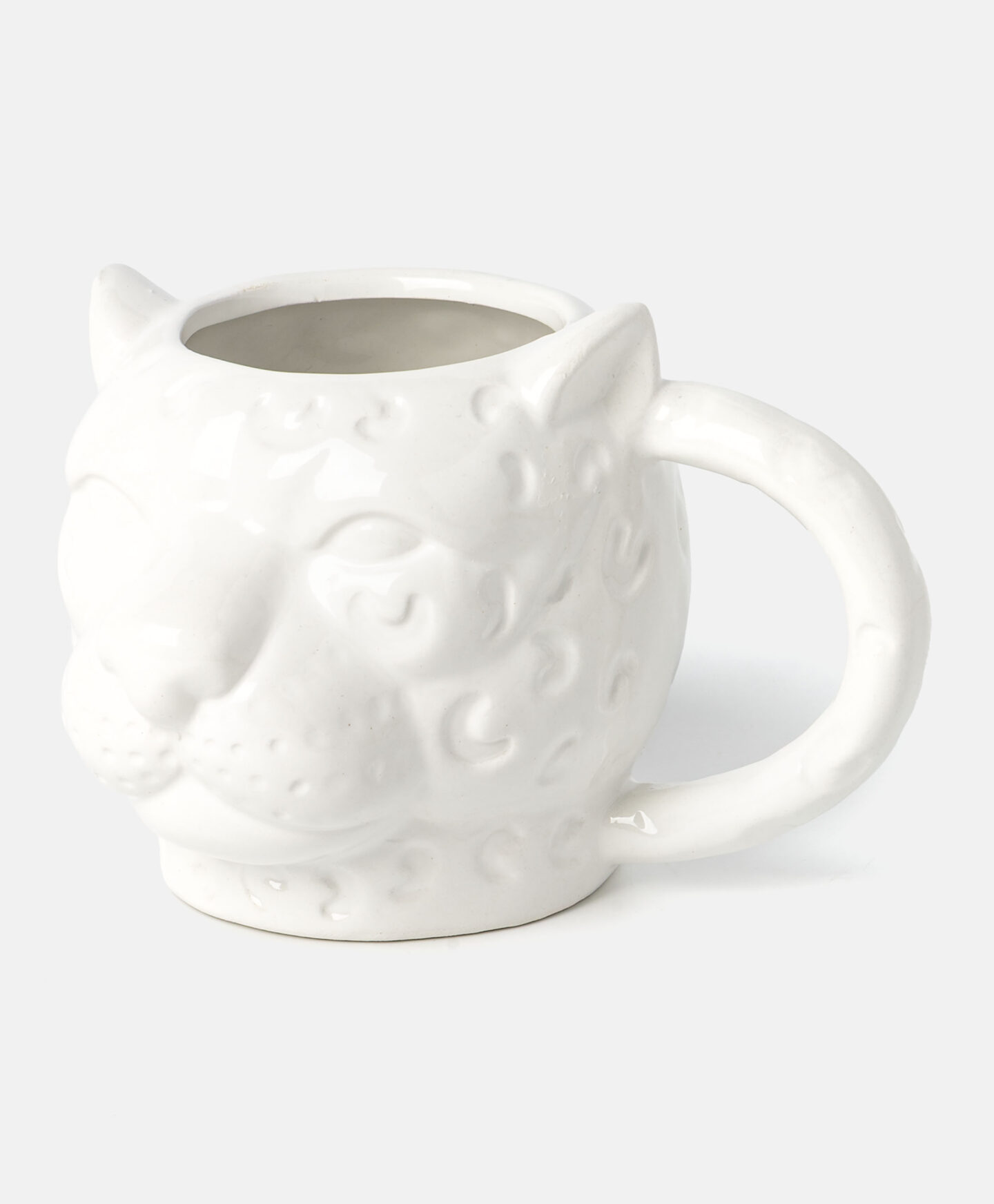 tazza bianca a forma di pantera